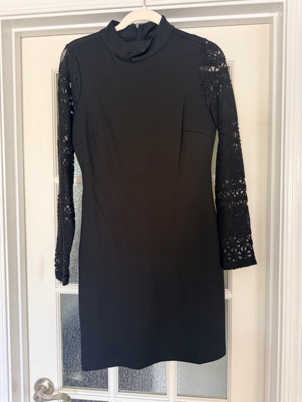 Lulu's Black Long-Sleeve Lace Mock Neck Dress